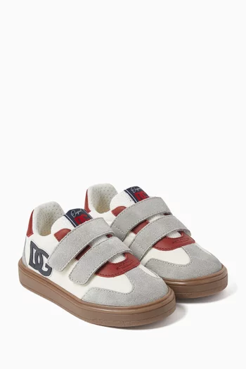 Colour-block Low-top Sneakers in Leather