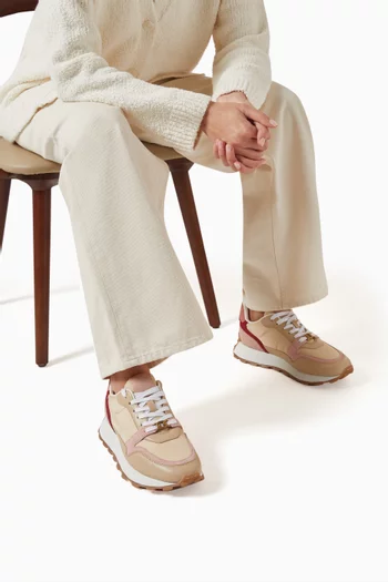 Panelled Sneakers in Leather