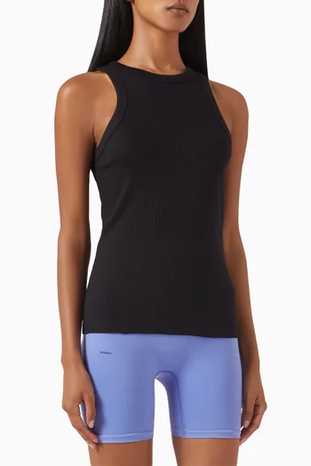 تي شيرت 365 بلا أكمام بنسيج مضلع مزيج قطن عضوي