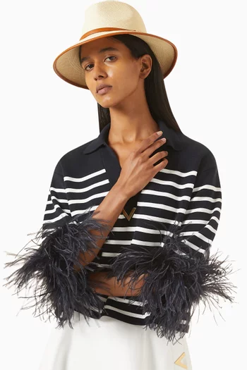 Valentino Garavani The Bold Edition VLOGO Fedora Hat in Straw