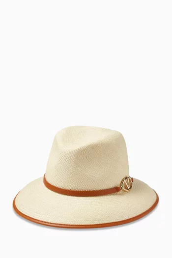 Valentino Garavani The Bold Edition VLOGO Fedora Hat in Straw