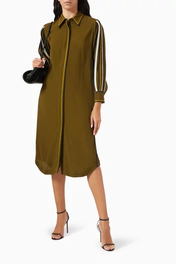 Multi-binding Shirt Midi Dress in Crepe