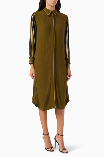 Multi-binding Shirt Midi Dress in Crepe