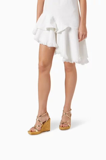 Ayla 110 Wedge Sandals in Metallic Leather