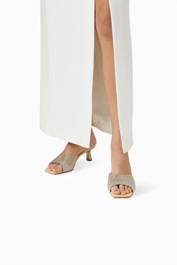 حذاء اراديا مفتوح ومرصع بكعب 65 مم جلد