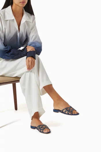 Zuzen Embellished Slides in Denim