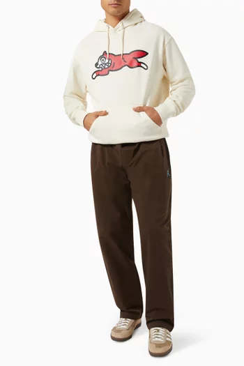 كنزة بغطاء رأس مزينة بكلب يجري قطن بارز