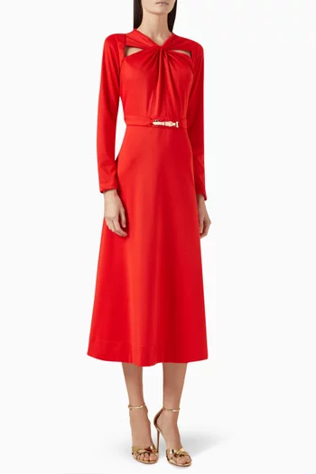 Rosie Cutout Midi Dress in Cotton