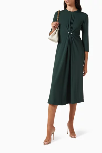 Sara Gathered Midi Dress in Cotton Jersey