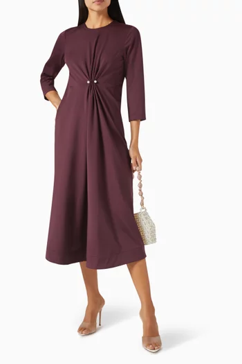 Sara Gathered Midi Dress in Cotton Jersey