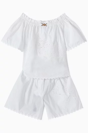 Embroidered Sangallo Shorts in Cotton Poplin
