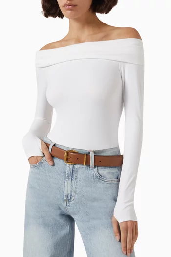 Diamond Buckle Belt in Leather