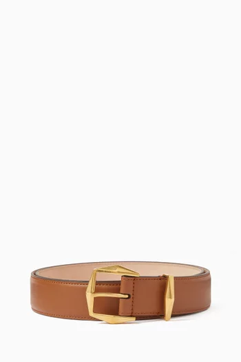Diamond Buckle Belt in Leather