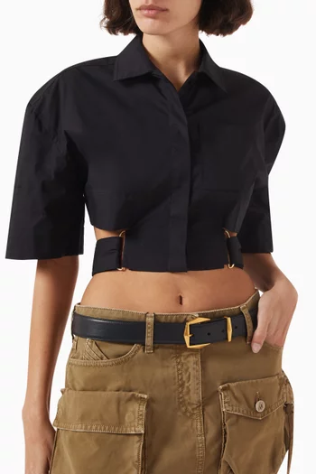 Diamond Buckle Belt in Leather