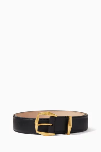 Diamond Buckle Belt in Leather