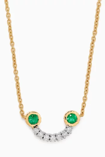 Smile Emerald & Diamond Necklace in 18kt Yellow Gold