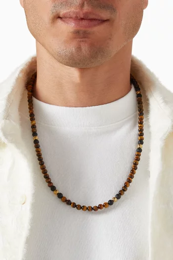 Tiger Eye & Onyx Beaded Necklace