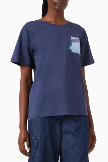 Sequin-embellished EA Logo T-shirt in Cotton-jersey