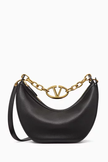 Valentino Garavani Small Vlogo Moon Hobo Shoulder Bag in Leather