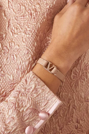 Valentino Garavani VLOGO Rhinestone Bracelet in Vitello Leather