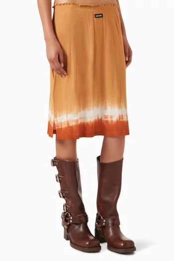 Tie-dye Effect Midi Skirt in Cotton