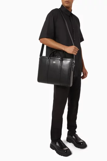 Logo Plaque Briefcase in Leather