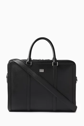 Logo Plaque Briefcase in Leather