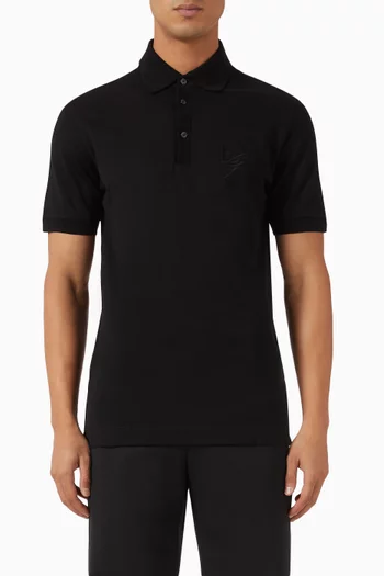 Embroidered Logo Polo Shirt in Cotton
