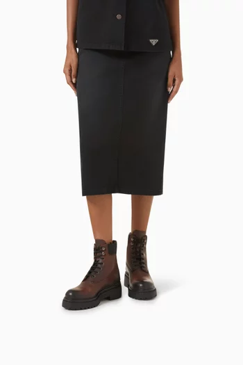 Combat Boots in Vitello Leather and Re-Nylon