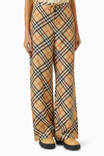 Check Drawstring Pants in Silk