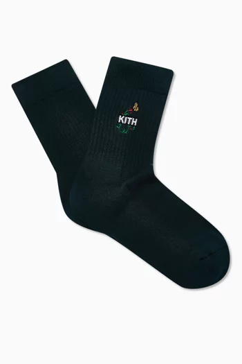 Butterfly Box Logo Mid Crew Socks