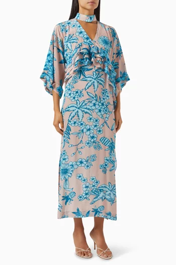 Bailey Frill Kaftan-style Dress in Crepe