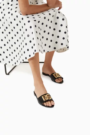 Bianca Slides in Shiny Calfskin Leather