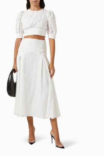The Gael Open-back Crop Top in Linen