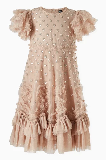 Love Letter Sequin-embellished Ruffled Dress in Tulle