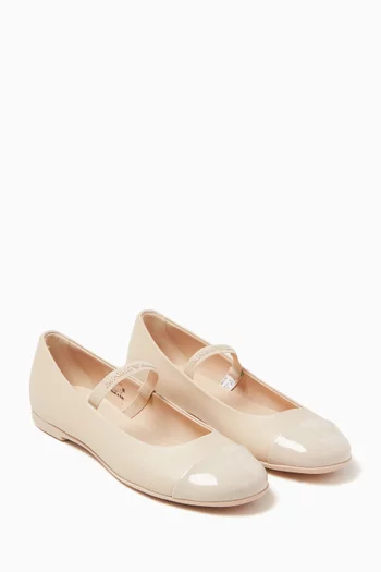Logo-strap Ballet Flats in Nappa