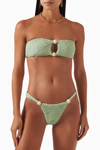 Carla Bead-embellished Bikini Brief in Stretch Nylon
