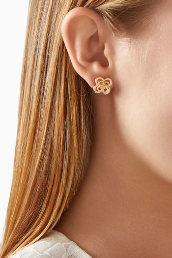 Kira Clover Stacked Stud Earrings in Gold-plated Brass