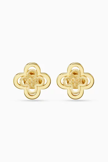 Kira Clover Stacked Stud Earrings in Gold-plated Brass