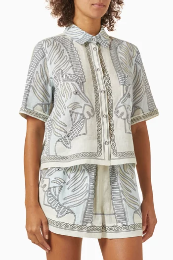 Printed Camp Shirt in Linen