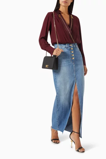 Slit Midi Skirt in Denim