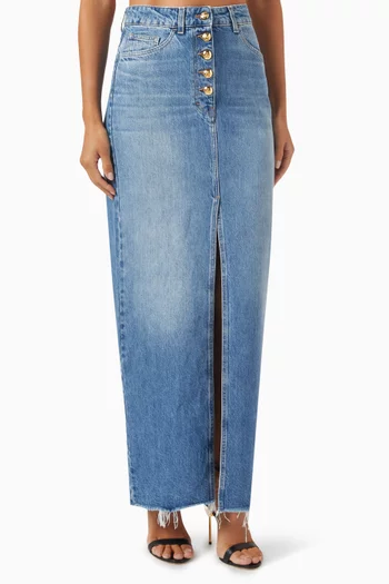 Slit Midi Skirt in Denim