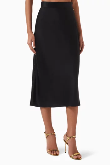Flared Midi Skirt in Enver Satin
