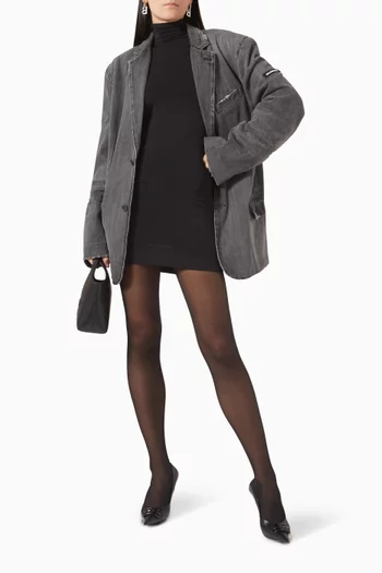 Long-sleeve Mini Dress in Stretch Nylon