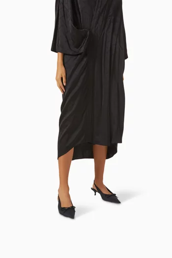 Knife Slingback Bow Mules in Matte Spandex