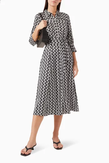 Gerusa Printed Shirt Midi Dress in Viscose