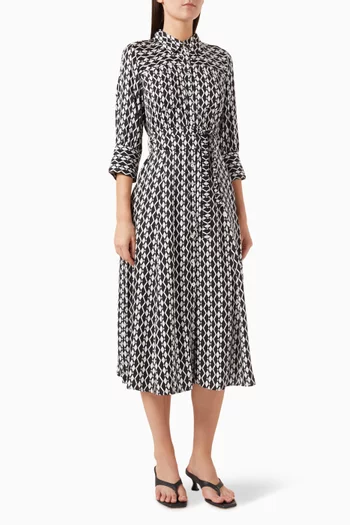 Gerusa Printed Shirt Midi Dress in Viscose