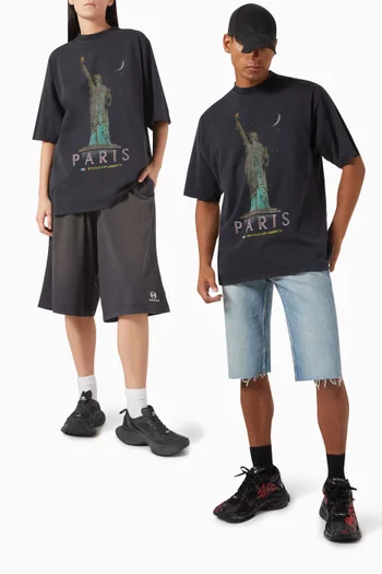 تي شيرت باريس ليبرتي بقصة فضفاضة قليلاً قطن للجنسين