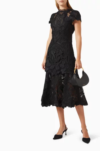 Laura Guipure Midi Dress in  Lace