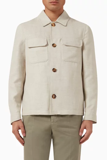 Button-up Overshirt in Linen-blend
